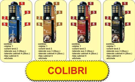 Autocolante automate cafea - Set Complet Autocolante Necta Colibri - Premium Laminat
