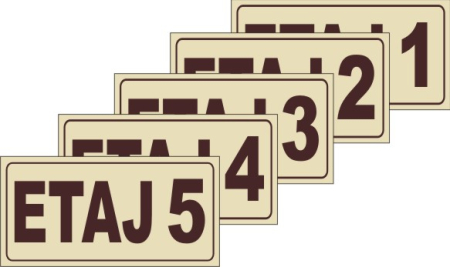 Sisteme afisaj - Set placute etaj 1-5 20x10cm