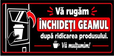 Stickere automate cafea - Sticker Automat Băuturi - Închideți geamul (16x8cm)