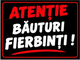 Stickere automate cafea - Sticker Automat Cafea - Atenție! Băuturi Fierbinți (8x6cm)