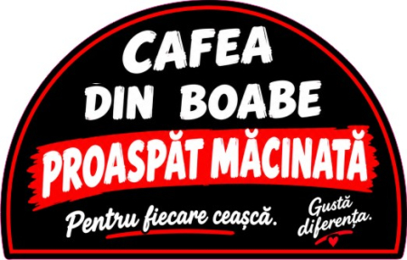 Stickere automate cafea - Sticker Automat Cafea - Boabe Proaspăt Măcinată (16x11cm, Semicerc)