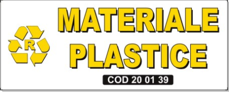 Stickere Atentionare - Sticker Semnalizare Tomberon - Materiale Plastice COD 20 01 39 (25x10cm)