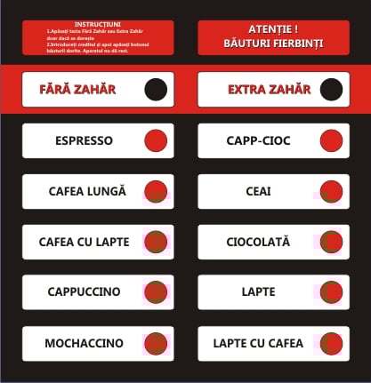 Stickere automate cafea - Tastatura venezia lx B