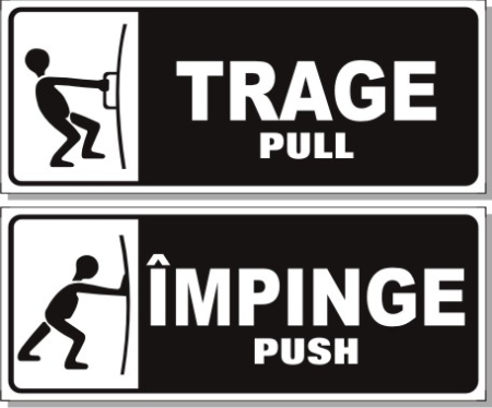 Stickere Atentionare - Trage impinge N 20x8cm