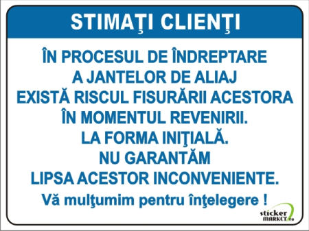 Stickere Atentionare - Vulcanizare 20x15cm