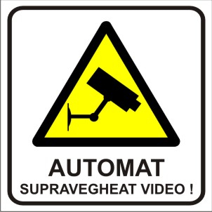 Stickere automate cafea - Zona supravegheata video 6x6cm