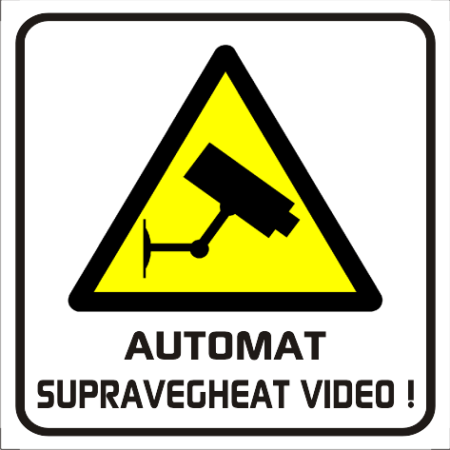 Stickere automate cafea - Zona supravegheata video 6x6cm