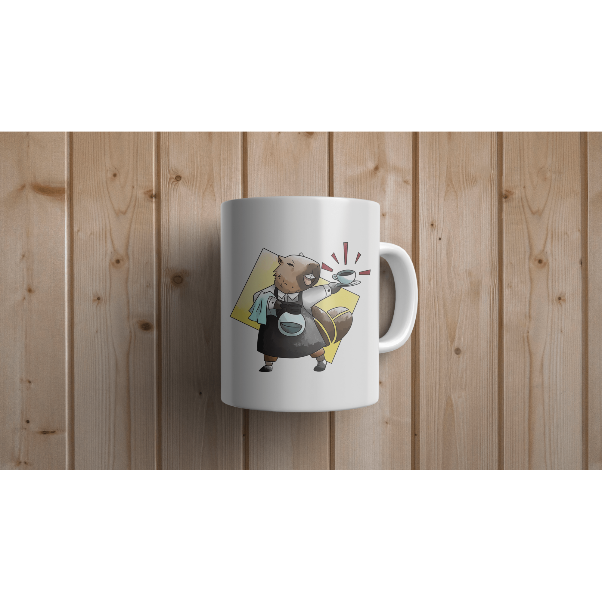 Cana Serve Coffee Capybara, pentru cafea, ceai sau cadou, Alb, 380ml [3]