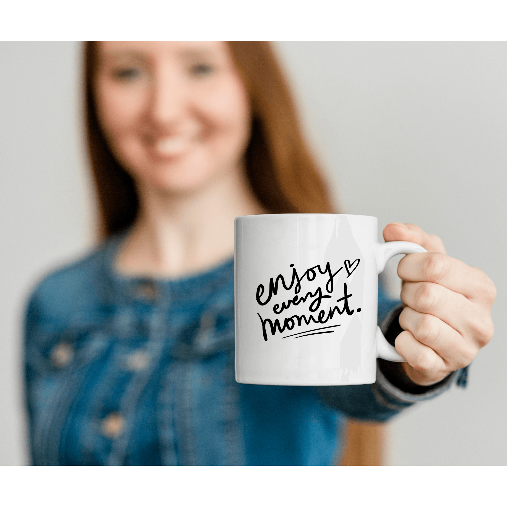Cana Enjoy Every Moment pentru cafea, ceai sau cadou, Alb, 380ml [3]