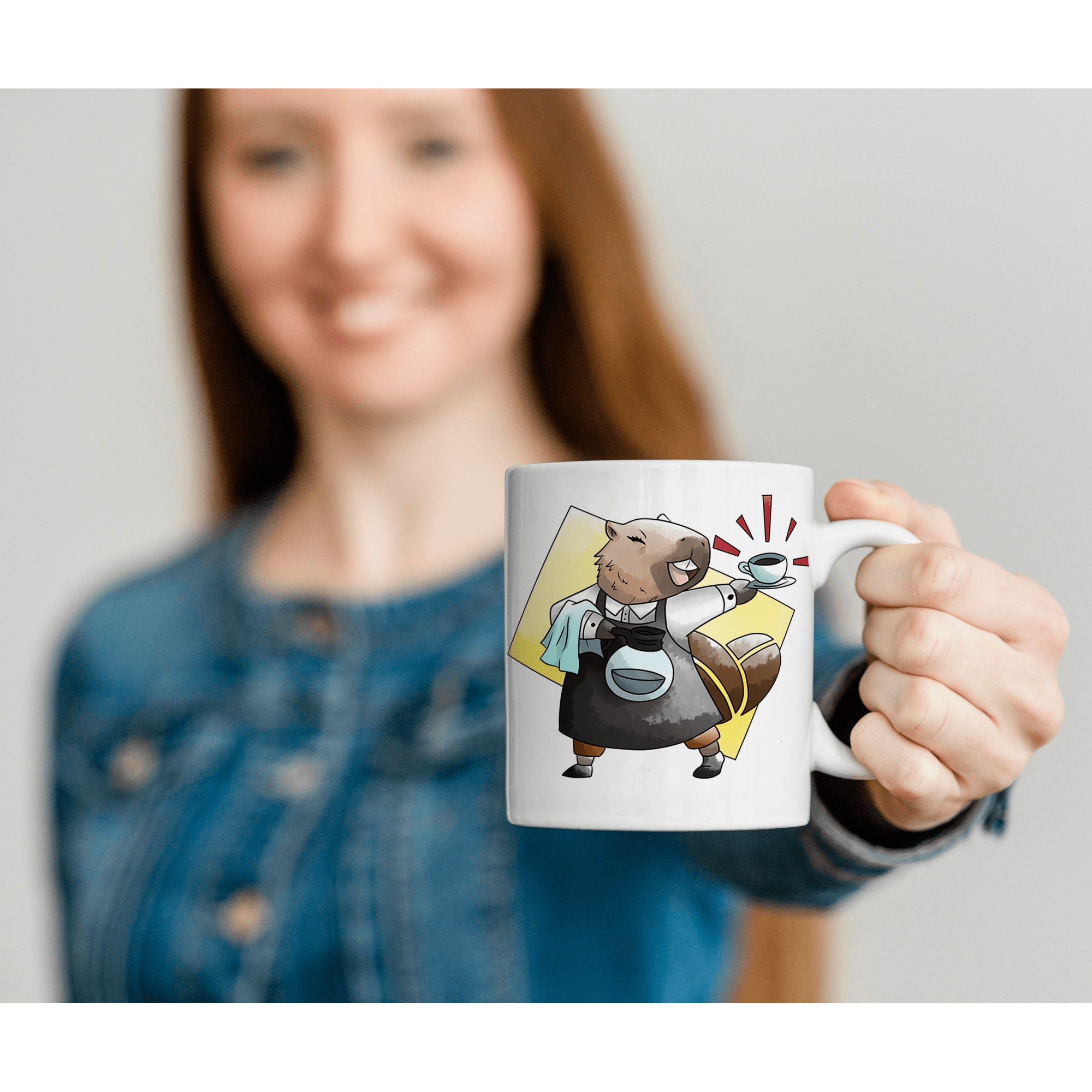 Cana Serve Coffee Capybara, pentru cafea, ceai sau cadou, Alb, 380ml [2]