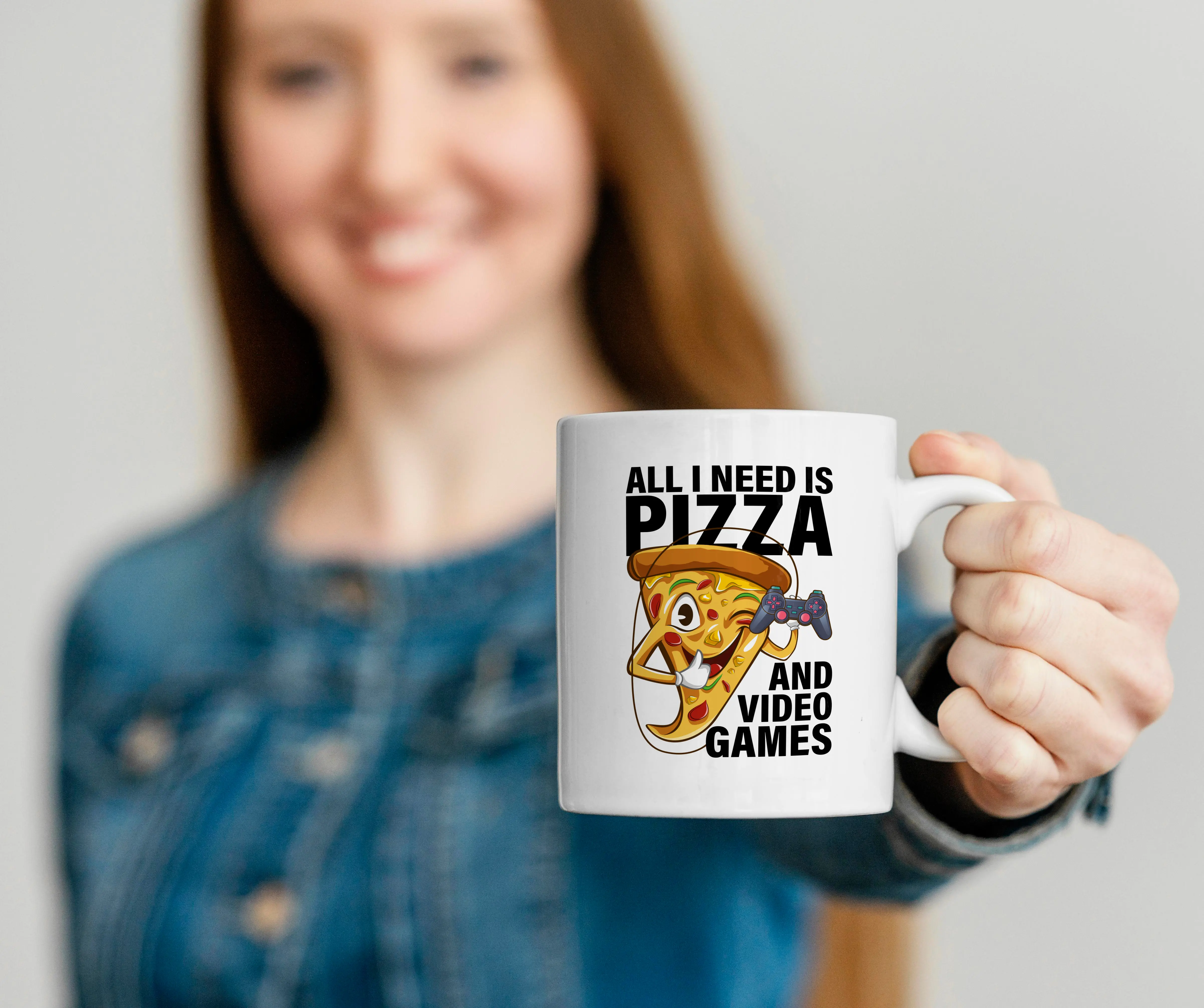 Cana All I Need Is Pizza And Video Games pentru cafea, ceai sau ocazii speciale, Alb, 380ml [3]