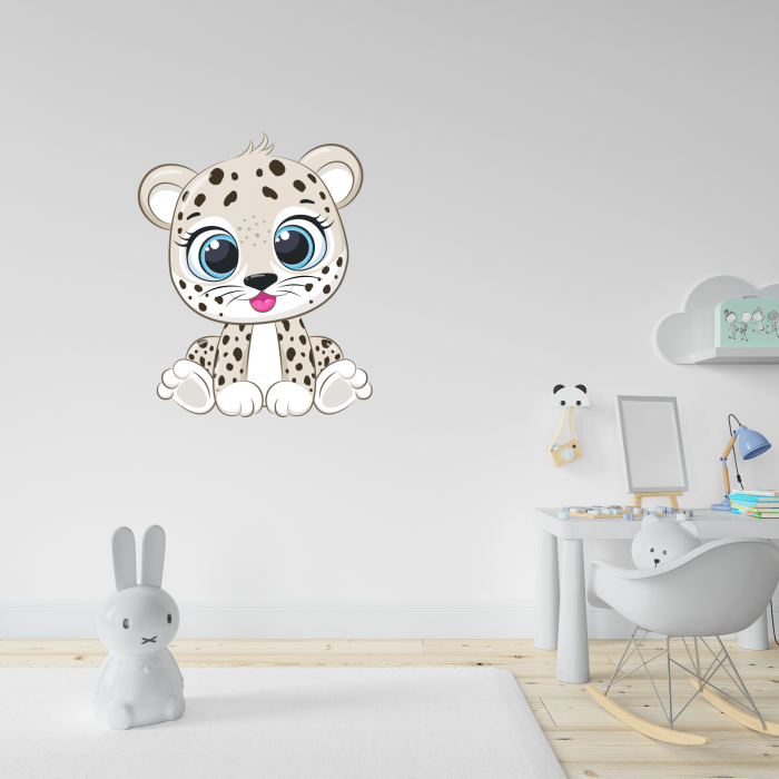 Sticker decorativ perete, camera copii, living, PVC, Baby Leopard, 55 x 45 cm [2]