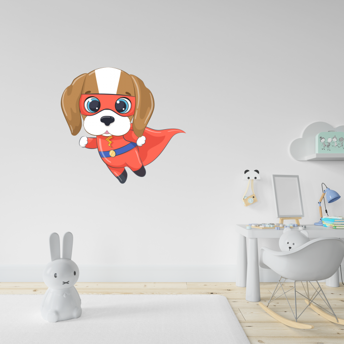 Sticker decorativ perete, camera copii, living, PVC, Baby Dog Superhero, 49 x 45 cm [2]