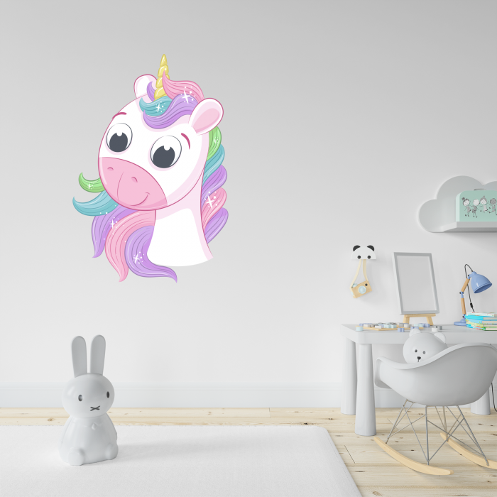 Sticker decorativ perete, camera copii, living, PVC, Happy Unicorn, 67 x 45 cm [2]
