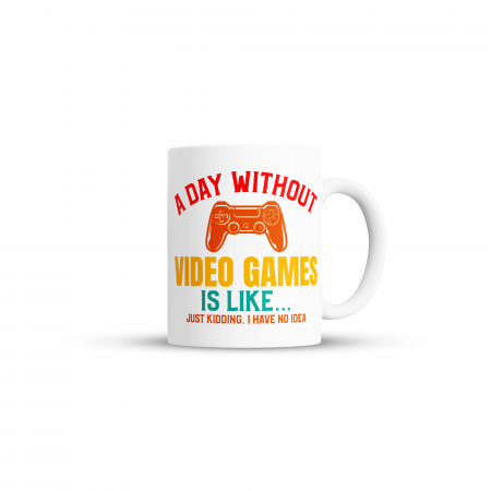 Cani FILME/SERIALE/ANIME-uri - Cana A Day Without Video Games pentru cafea, ceai sau cadou, Alb, 380ml