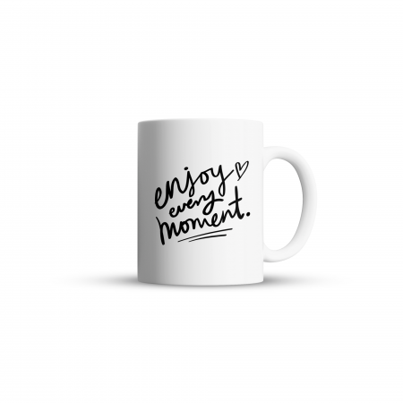 Cani FILME/SERIALE/ANIME-uri - Cana Enjoy Every Moment pentru cafea, ceai sau cadou, Alb, 380ml