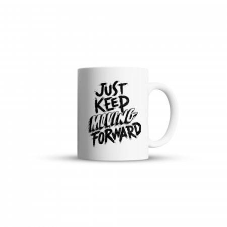Cani FILME/SERIALE/ANIME-uri - Cana Just Keep Moving Forward pentru cafea, ceai sau cadou, Alb, 380ml