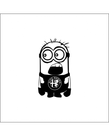 Marci auto - Sticker Alfa Romeo Minion, Alb, 10 cm
