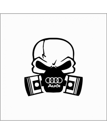Marci auto - Sticker Audi Skull, Alb, 10 cm
