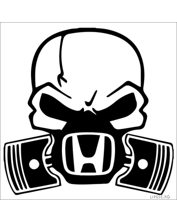 Marci auto - Sticker Auto Honda Skull, Alb, 10 cm