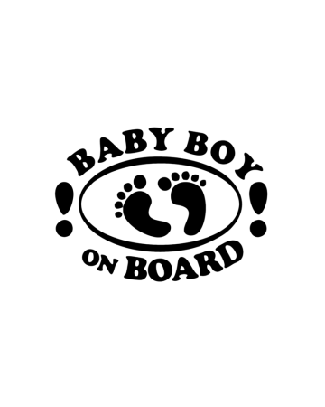 Baby On Board - Sticker Baby Boy on Board, Alb, 10 cm