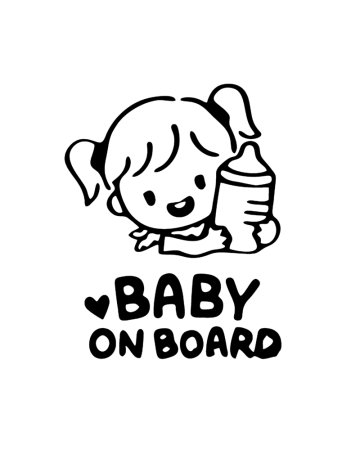 Baby On Board - Sticker Baby Girl on Board 2, Alb, 10 cm