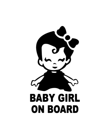 Baby On Board - Sticker Baby Girl on Board, Alb, 10 cm