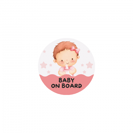 Baby On Board - Sticker Baby Girl on Board stele, 10 cm