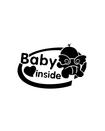 Baby On Board - Sticker Baby Inside, Alb, 10 cm