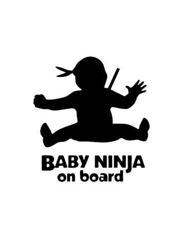 Baby On Board - Sticker Baby Ninja on Board, Alb, 10 cm