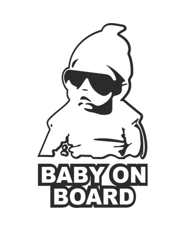 Baby On Board - Sticker Baby on Board, Alb, 10 cm