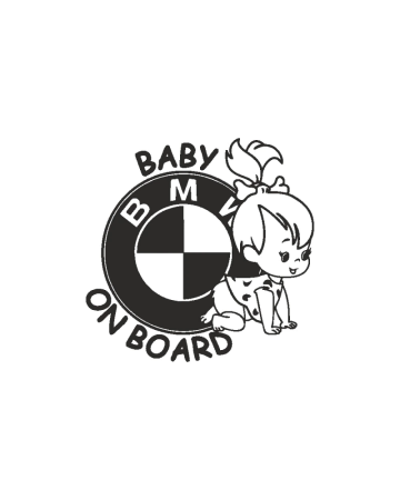 Marci auto - Sticker Baby on Board BMW, Alb, 10 cm