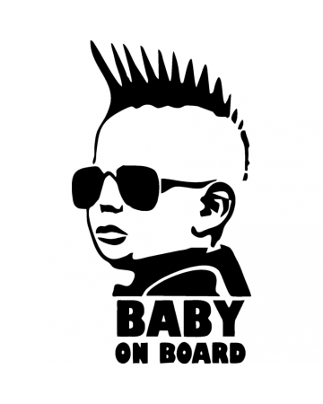 Baby On Board - Sticker Baby on Board Cool, Alb, 10 cm