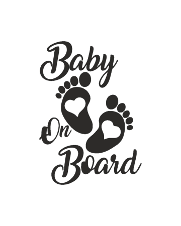 Baby On Board - Sticker Baby on Board talpa cu inimioare, Alb, 10 cm