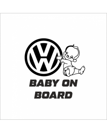 Baby On Board - Sticker Baby on Board Volkswagen 2, Alb, 10 cm
