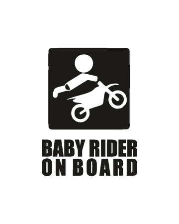 Baby On Board - Sticker Baby Rider on Board, Alb, 10 cm