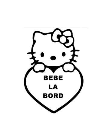 Baby On Board - Sticker Bebe Kitty, Alb, 10 cm