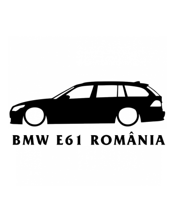 Marci auto - Sticker BMW E61 Romania, Alb, 10 cm