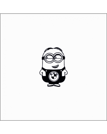 Marci auto - Sticker BMW Minion, Alb, 10 cm