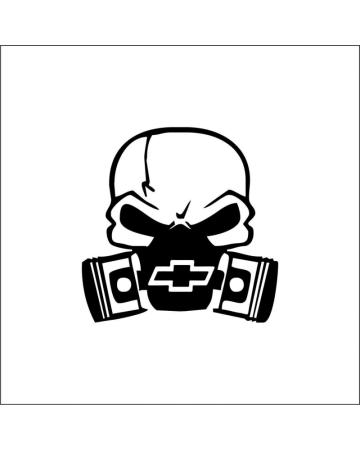 Marci auto - Sticker Chevrolet Skull, Alb, 10 cm