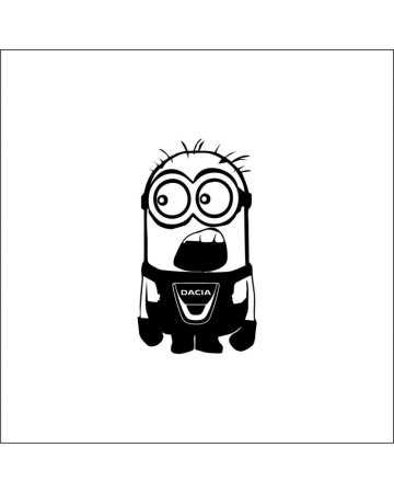 Marci auto - Sticker Dacia Minion, Alb, 10 cm
