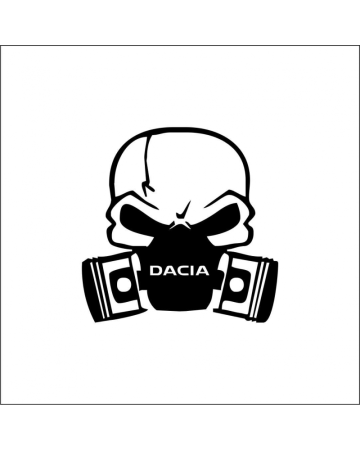 Marci auto - Sticker Dacia Skull, Alb, 10 cm