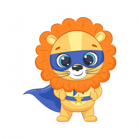 Stickere Diverse - Sticker decorativ perete, camera copii, living, PVC, Baby Lion Superhero, 50 x 45 cm