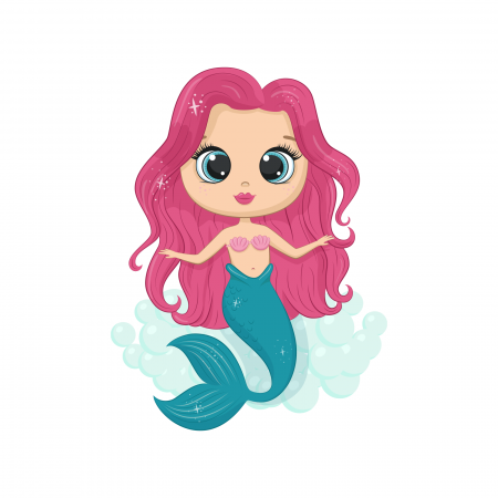 Stickere Diverse - Sticker decorativ perete, camera copii, living, PVC, Cute Mermaid, 59 x 45 cm