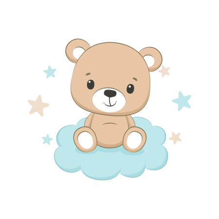 Stickere Diverse - Sticker decorativ perete, camera copii, living, PVC, Baby Bear On Cloud, 52 x 45 cm