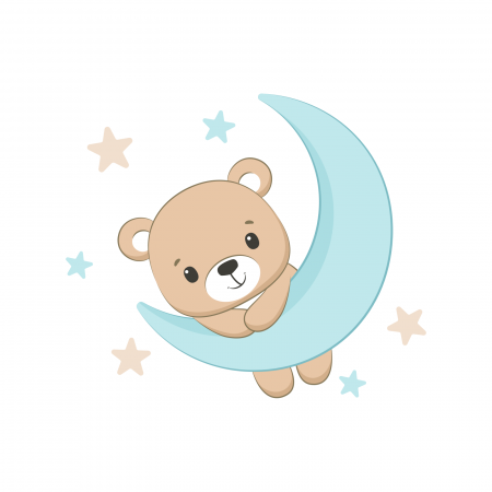 Stickere Diverse - Sticker decorativ perete, camera copii, living, PVC, Baby Bear On Moon, 53 x 45 cm