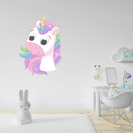 Sticker decorativ perete, camera copii, living, PVC, Happy Unicorn, 67 x 45 cm [1]