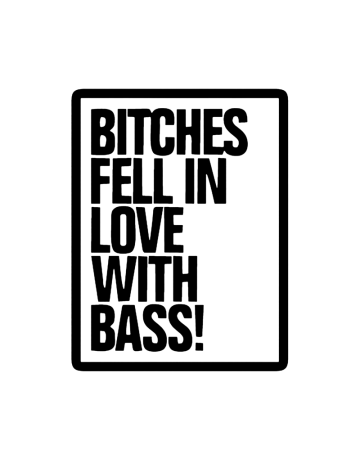 18+ sticker - Sticker Fell In Love With Bass, Alb, 10 cm