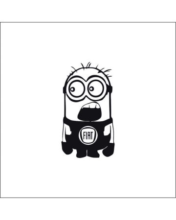 Marci auto - Sticker Fiat Minion, Alb, 10 cm