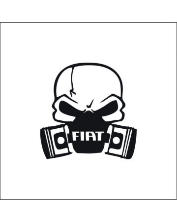 Marci auto - Sticker Fiat Skull, Alb, 10 cm